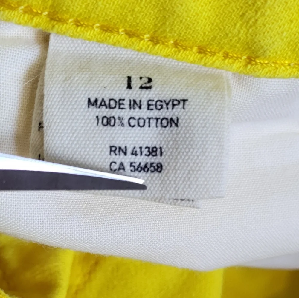 Ralph Lauren Girls Y2K Yellow Raw Hem 5‎ Pocket Denim Shorts Sz 12 New Vintage